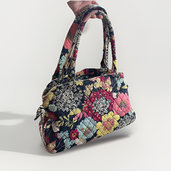 Vera Bradley Happy Snails Quilted Satchel Floral Shoulder Chain Bag Cottagecore - Picture 2 of 11